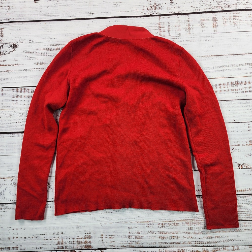 Salvatore Ferragamo Cardigan Sweater Womens S Red 100% Wool Knit Vintage Italy - Picture 3 of 6